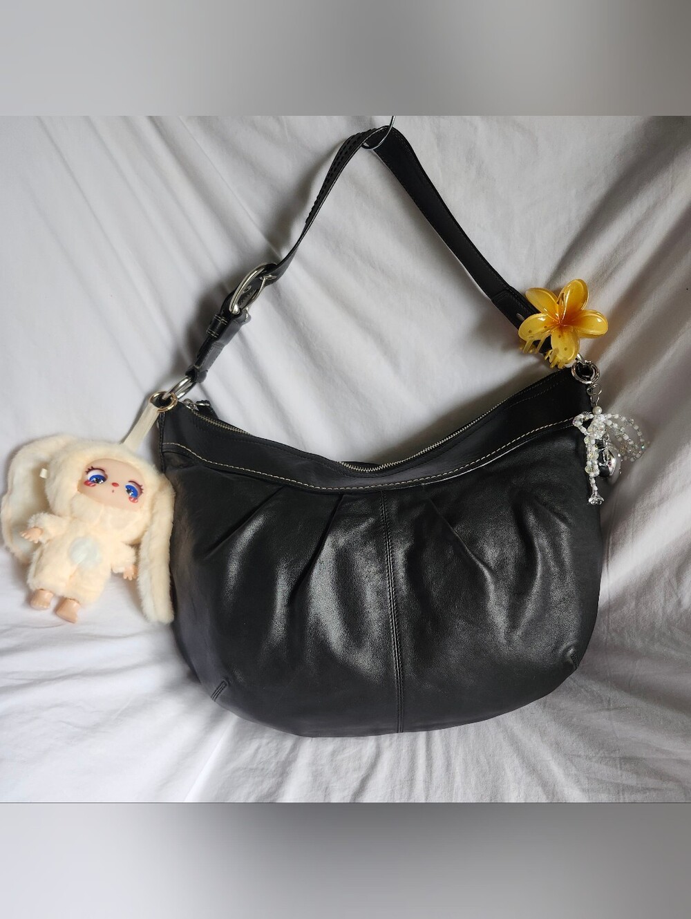 Coach Black Leather Hobo Shoulder Bag